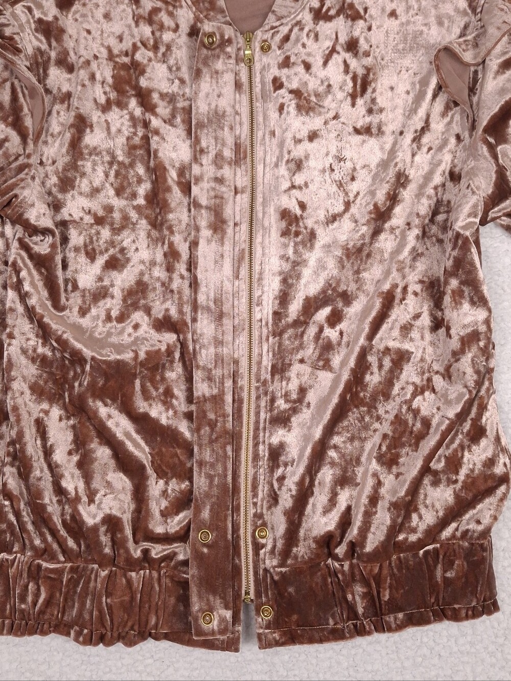 Anthropologie Sabina Musayev crushed velvet bomber jacket romantic blush pink - Picture 3 of 11